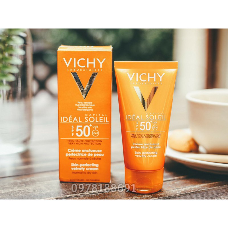 Kem Chống Nắng Vichy Capital Soleil SPF50 Face Dry Touch Không Gây Nhờn Rít Không Màu (50ml)