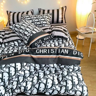 Bộ cotton poly dior kẻ