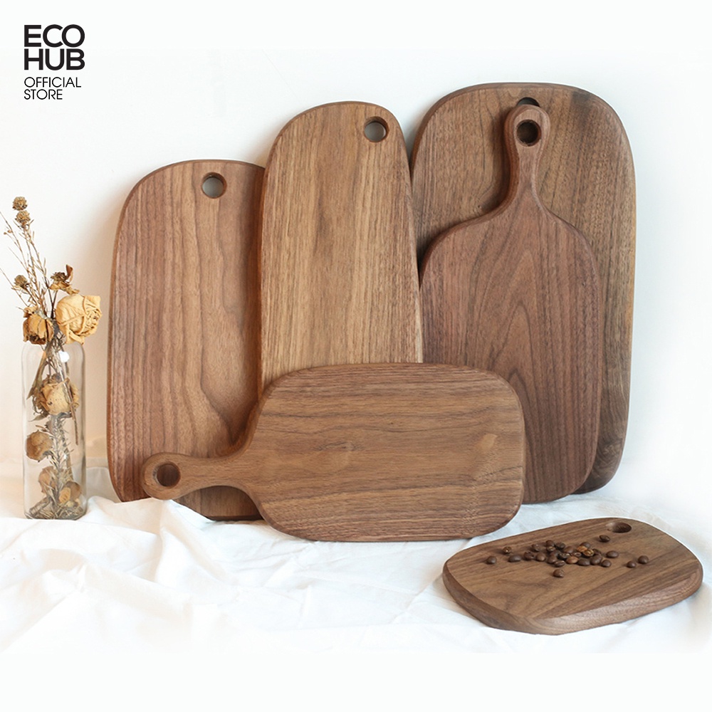 Khay gỗ tự nhiên ECOHUB đựng cà phê thấp cạnh (Wooden Coffee Tray) | EH019
