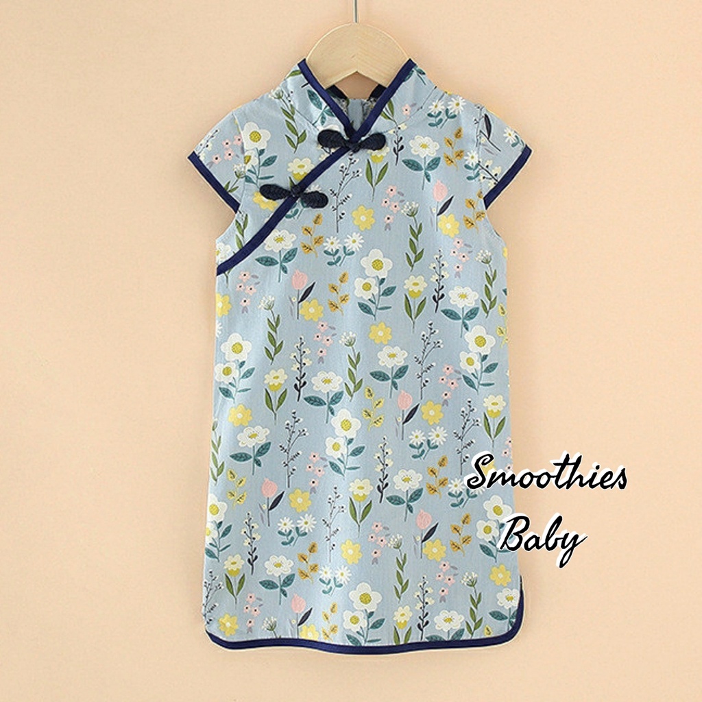 ÁO SƯỜN XÁM CÁCH TÂN BÉ GÁI SIÊU XINH - Đầm kiểu trung hoa 15-23 kg