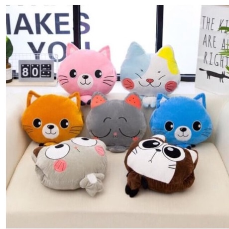 Chăn gối văn phòng gối kèm chăn cho mẹ đi làm bé đi học cún hồng, voi xám totoro biểu cảm dể thương
