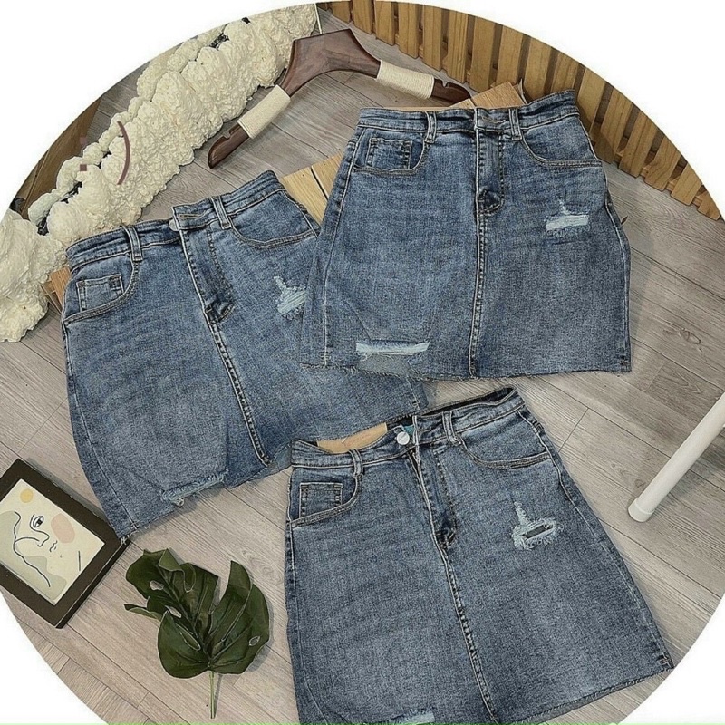 [ FREESHIP ] chân váy jeans rách