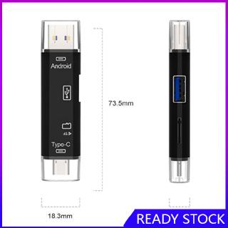 FL【COD Ready】5 in 1 USB 2.0 Type C / USB / Micro USB SD TF Memory Card Reader OTG Adapter