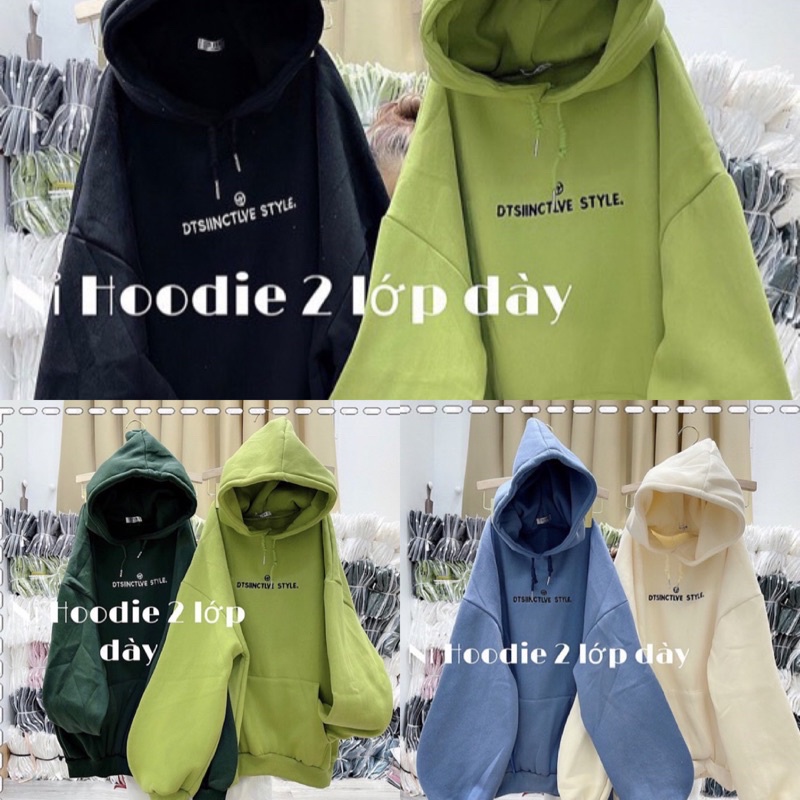 Áo Nỉ Hoodie Thêu Chữ Chất Nỉ Ngoại 2 Lớp Dày Dặn Form Rộng Tay Phồng-Unisex Nam Nữ( Hàng Sẵn)
