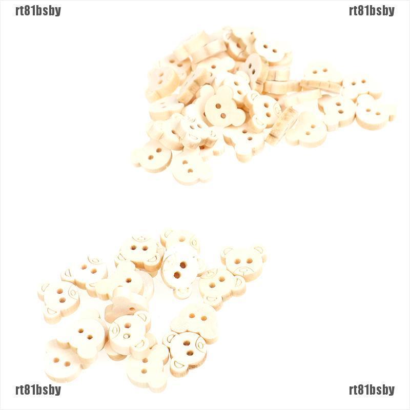 Set 20 Nút Gỗ 2 Lỗ Hình Gấu Teddy rt81bsby Dành Cho May Vá