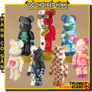 Mô hình Bearbrick LV Trái Tim Có Đèn Cao 31 cm dạng Đồ chơi xếp hình làm quà tặng bạn trai bạn gái, đồ decor