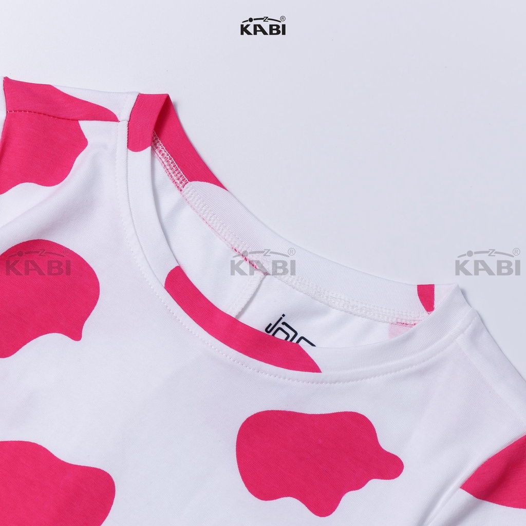 Đầm bé gái KABI đầm bò sữa thun cotton tay ngắn cổ tròn thoáng mát dễ thương