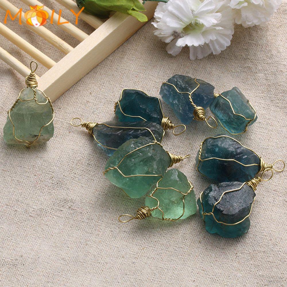 Mặt Dây Chuyền Đá Fluorite Màu Xanh Tự Nhiên 2.5-3cm