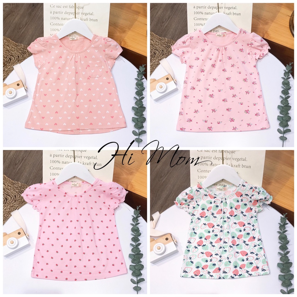 Áo phông cotton tay bèo hoa nhí bé gái 6-16kg