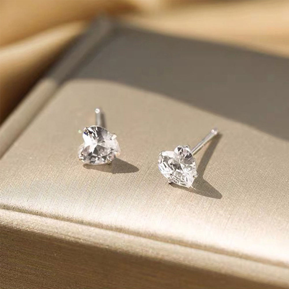 Khuyên Tai Trái Tim Đính Đá S999 Thời Trang Cho Nữ