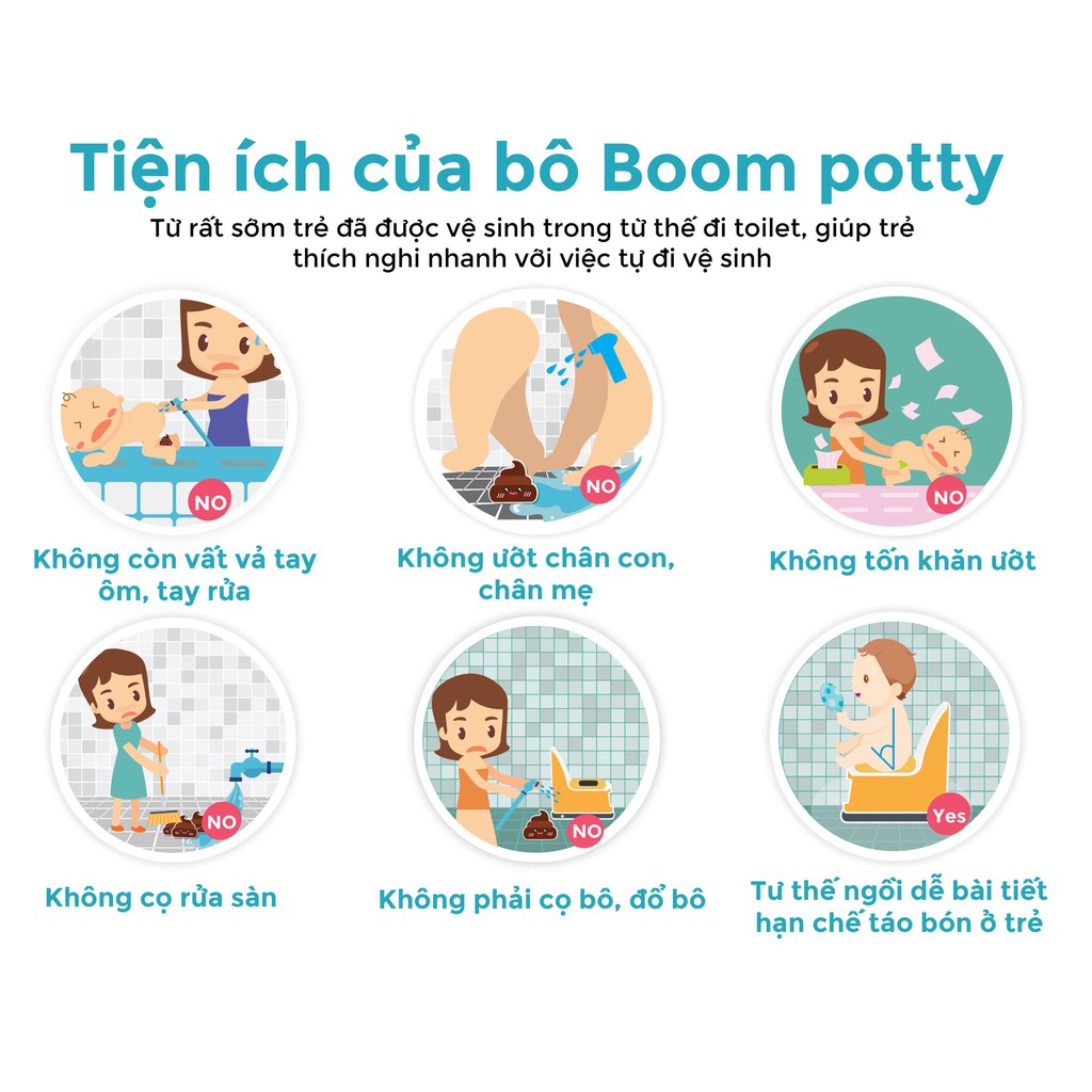 Bô Rửa Đa Năng Cho Bé - Hàng Chính Hãng Boom Potty ( tặng kèm ví da mini cho mẹ yêu )