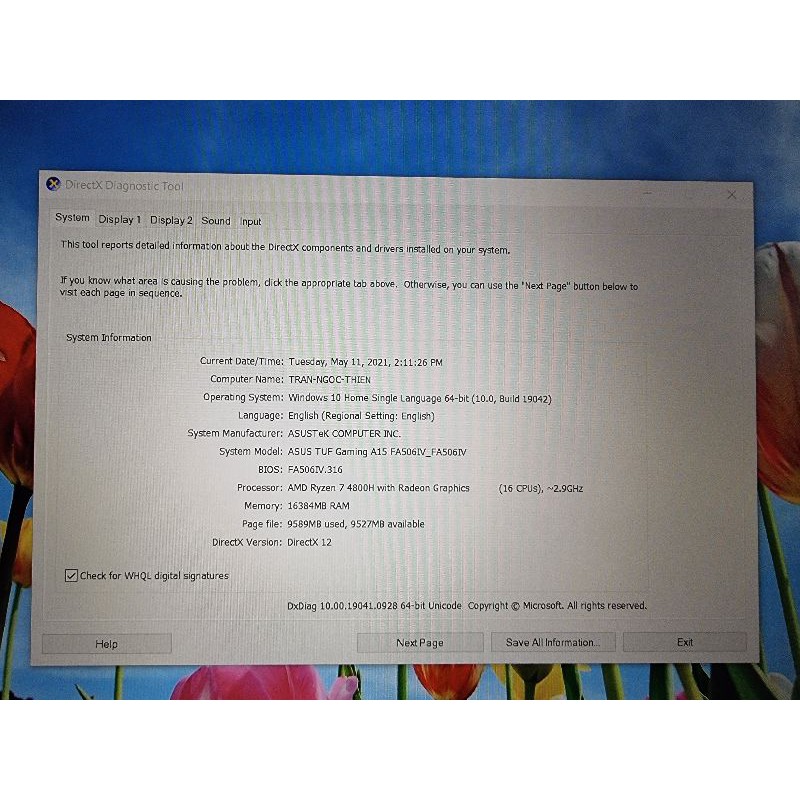 Laptop Asus TUF Gaming A15 FA506IV-HN202T AMD R7-4800H| RTX 2060 6GB|RAM 16GB|SSD 1TB PCIe Gen3 | BigBuy360 - bigbuy360.vn