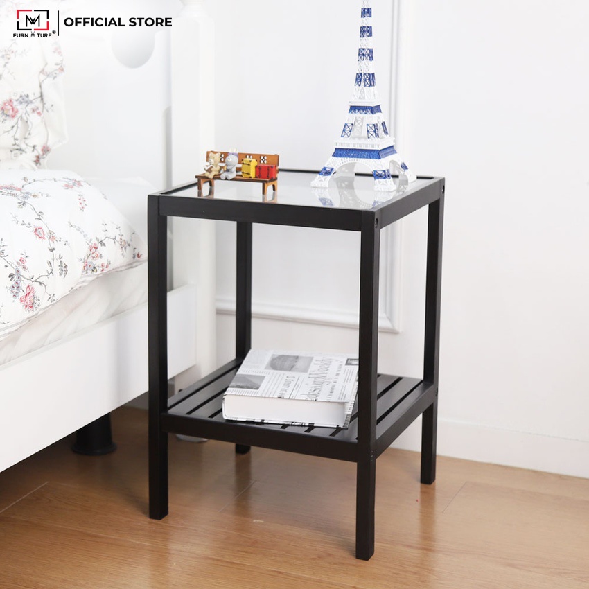 Kệ đầu giường trang trí đa năng hàn quốc mặt kính màu đen - MW FURNITURE - Nội thất trang trí