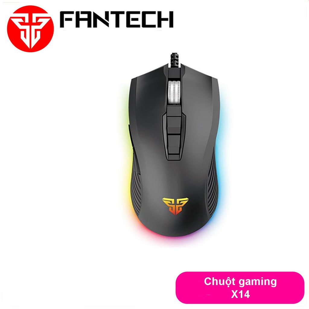 Chuột chơi game có dây 4000Dpi, 7 nút Macro, Led RGB 16.8 triệu màu - Fantech X14