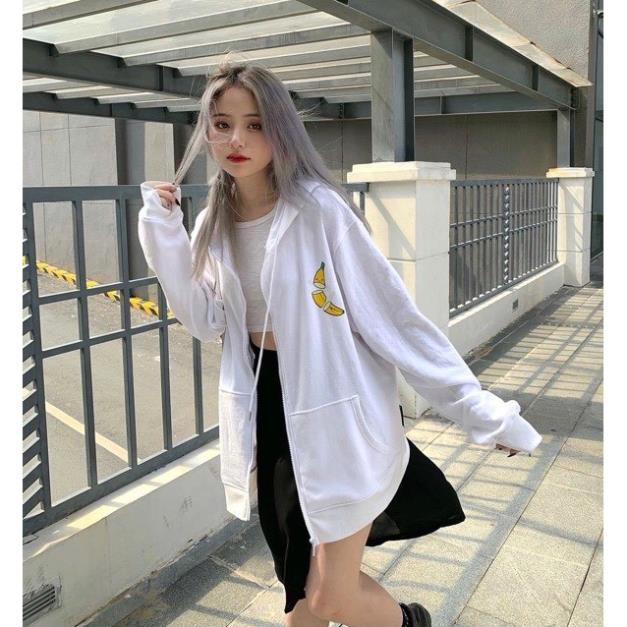 Áo khoác nỉ hoodie nam nữ XUKASTORE Có Dây Kéo In Hình BANANA , dùng để chống nắng phong cách Unisex có 3 màu form rộng | BigBuy360 - bigbuy360.vn