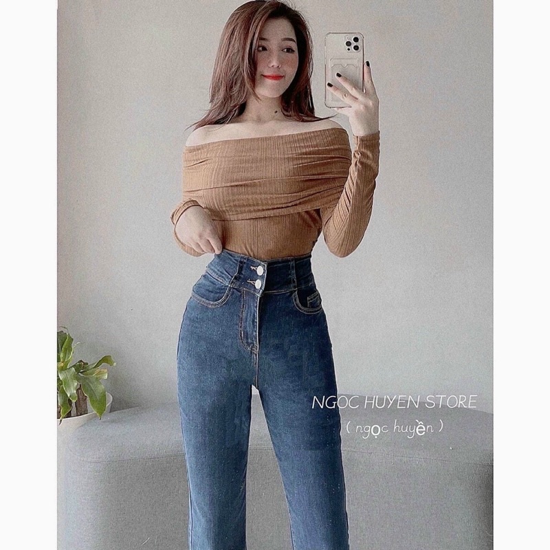 QUẦN JEANS ỐNG LOE LƯNG CAO