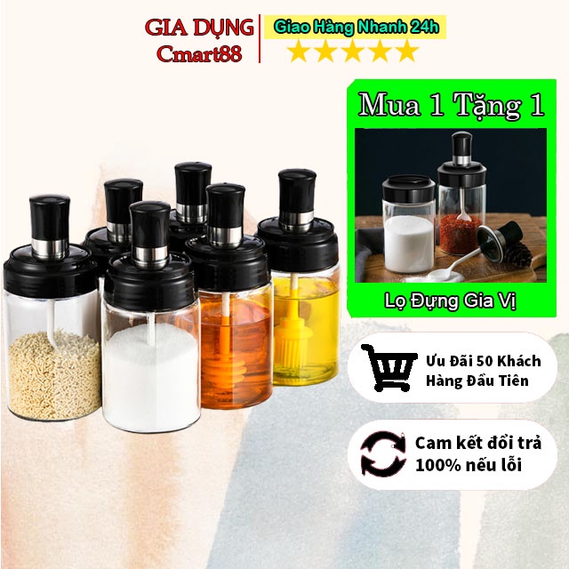 Hũ đựng gia vị thủy tinh chính hãng CMART dung tích 250ml kèm muỗng lọ đựng gia vị tiện lợi, thông minh cao cấp CM65