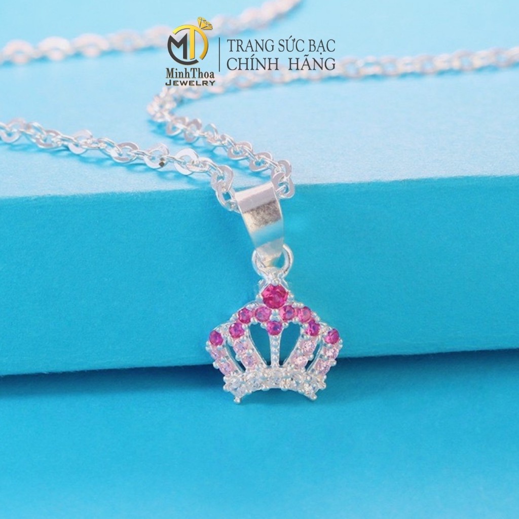 Dây chuyền bạc vương miện bé gái, vòng cổ trẻ em bạc nguyên chất sáng đẹp Minh Thoa JEWELRY