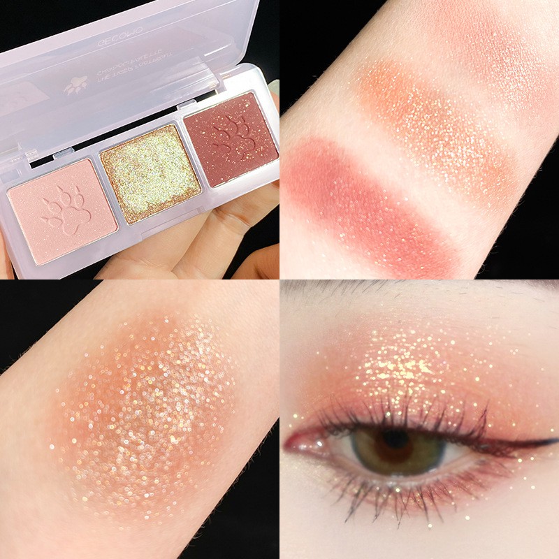 [Hàng mới về] Bảng Phấn Mắt 3 Màu Thiết Kế In Hình Dấu Chân Động Vật Đáng Yêu | BigBuy360 - bigbuy360.vn