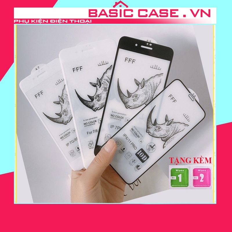 Kính Cường Lực Iphone 10D Tê Giác Full Màn Iphone 6 7 7Plus 8Plus X Xsmax 11 11Promax 12 13 14 Pro Max Promax Plus [Tgd]