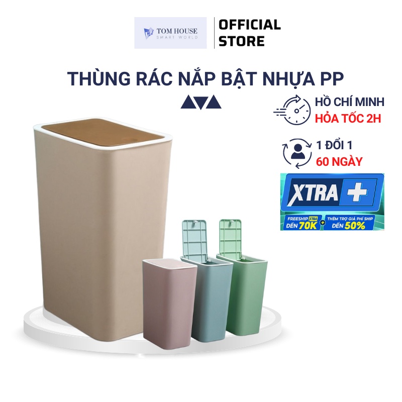 Thùng Rác Nắp Bật Nhấn Nút Thiết Kế Siêu Tiết Kiệm Không Gian Nhựa PP Loại 1