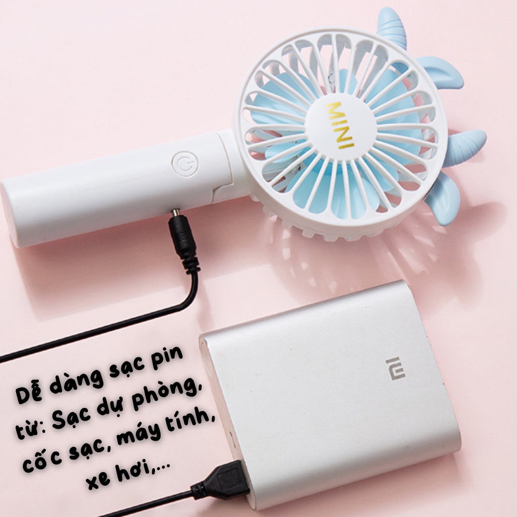 Quạt mini cầm tay làm mát chuồng hamster, sạc USB