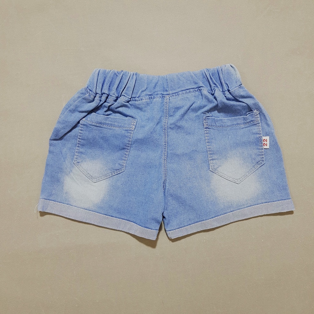 Quần short jean  lật lai bé gái thêu thiên nga