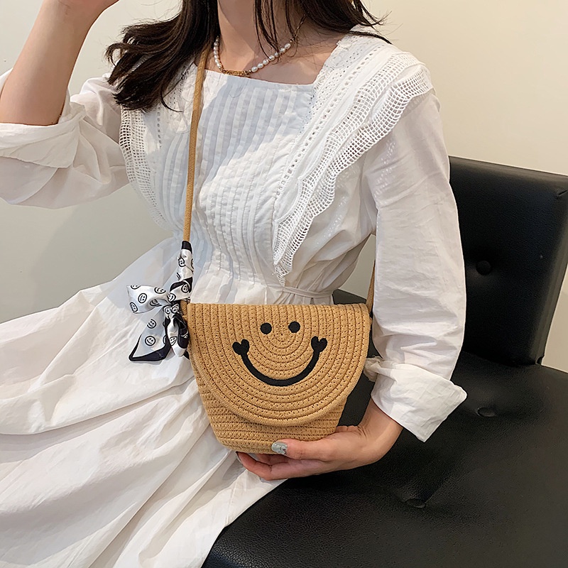 Túi thời trang nữ INS Phiên bản Hàn Quốc Túi đeo vai đa năng Túi đeo chéo thời trang thông thường Retro (có ruy băng)