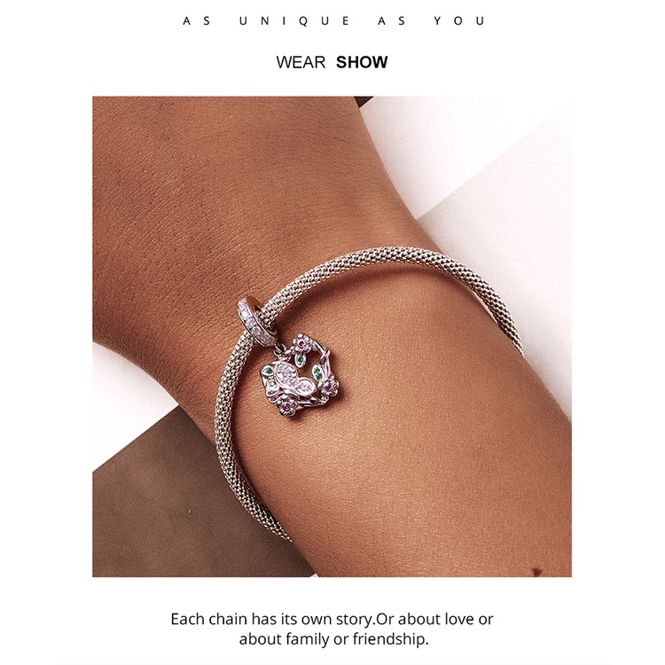 Hạt xỏ lỗ Bamoer BSC551 dòng Dream Garden bằng bạc Sterling 925 3 kiểu thời trang làm dây chuyền DIY