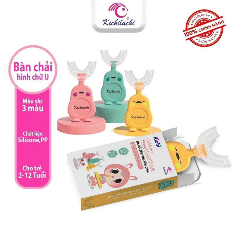 Bàn chải đánh răng silicone hình Chữ U Kichi cho bé - Kichilachi Kichi