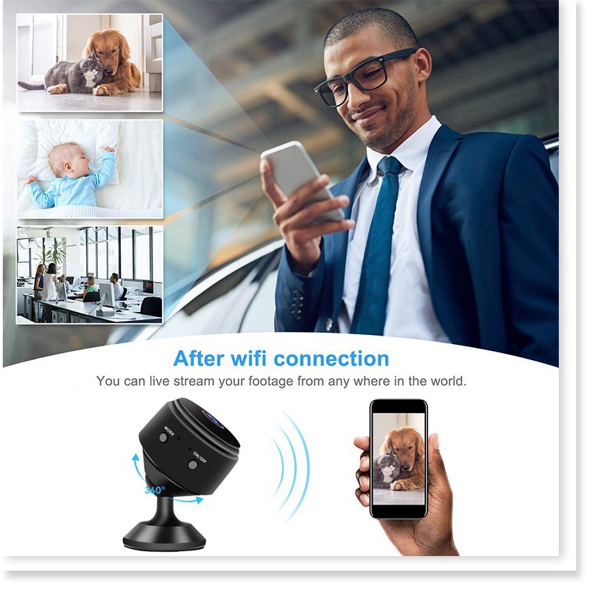 🆕 Camera wifi siêu nhỏ A9-2.0MP có hồng ngoại ẩn xem đêm sắc nét kèm giá đỡ camera + thẻ nhớ Micro 32GB Class 10