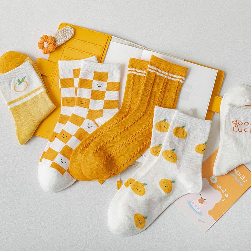 Tất Cotton Thấm Hút Mồ Hôi Họa Tiết Caro Ngọt Ngào Cho Nữ