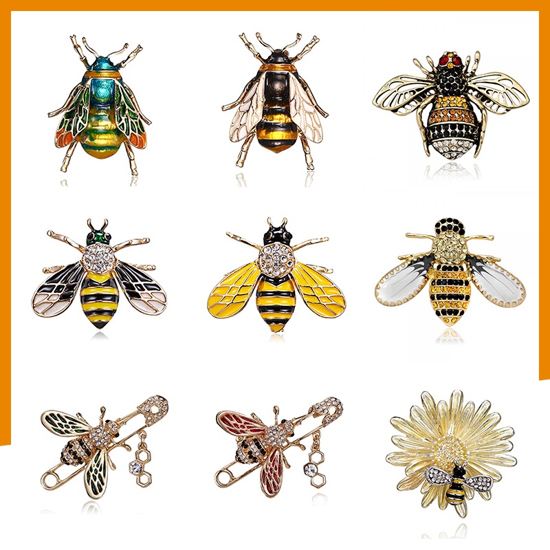 Ghim Cài Áo Hình Con Ong Đính Đá Pha Lê Thời Trang