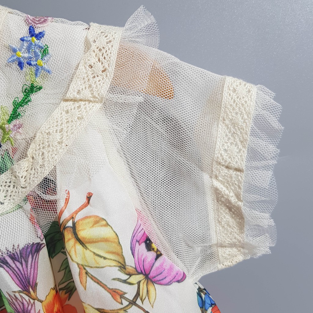 Váy Bé Gái. Váy Hoa Cổ Bèo 18~23Kg
