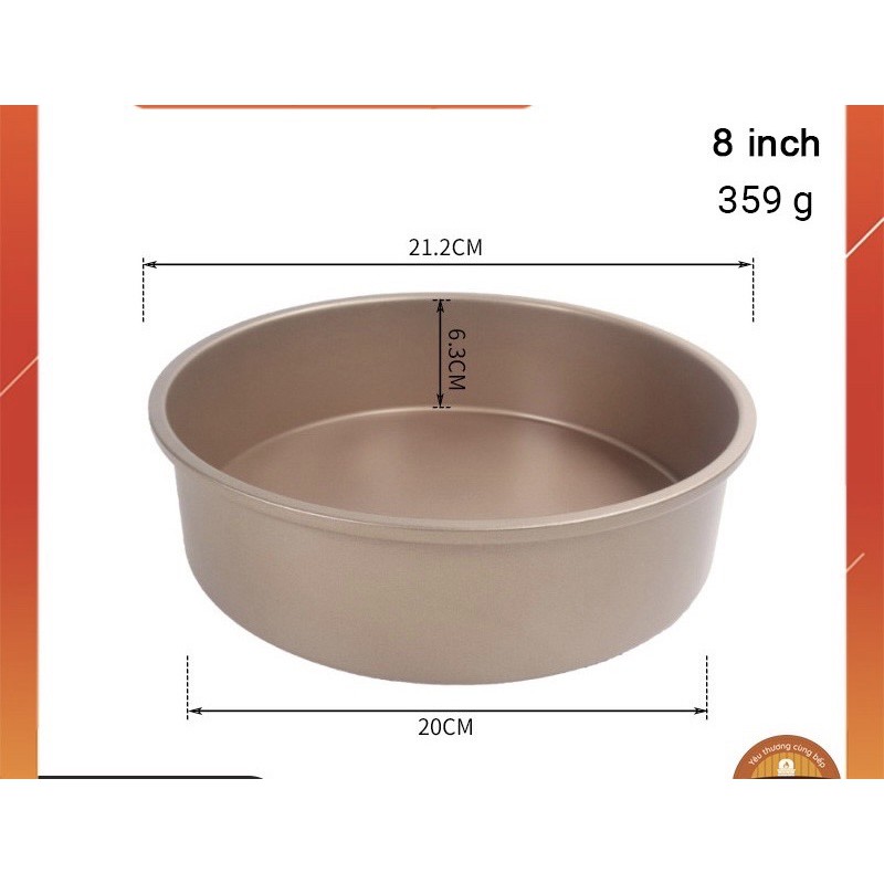 Khuôn tròn chống dính đế rời màu vàng 6inch-8inch( Hàng loại 1)