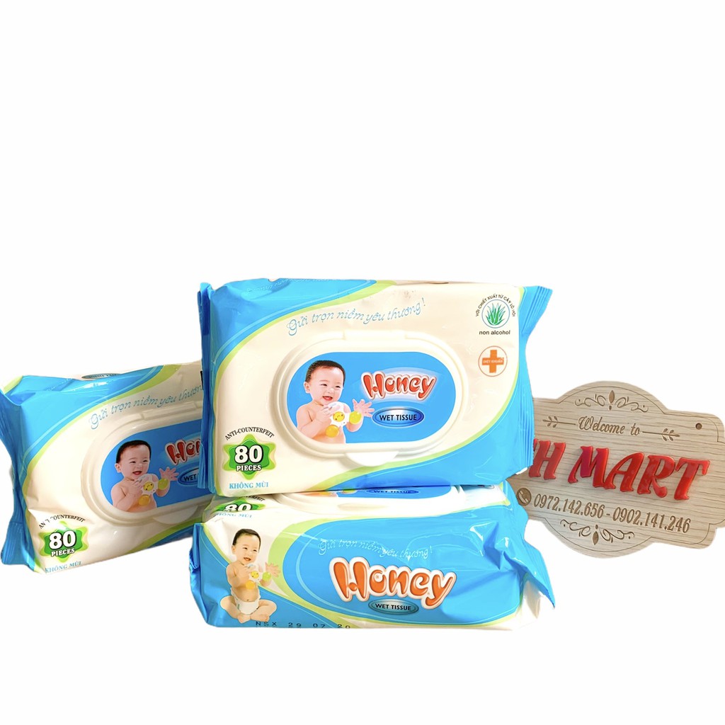 Giấy Ướt Không Mùi Honey Loại 80 Tờ