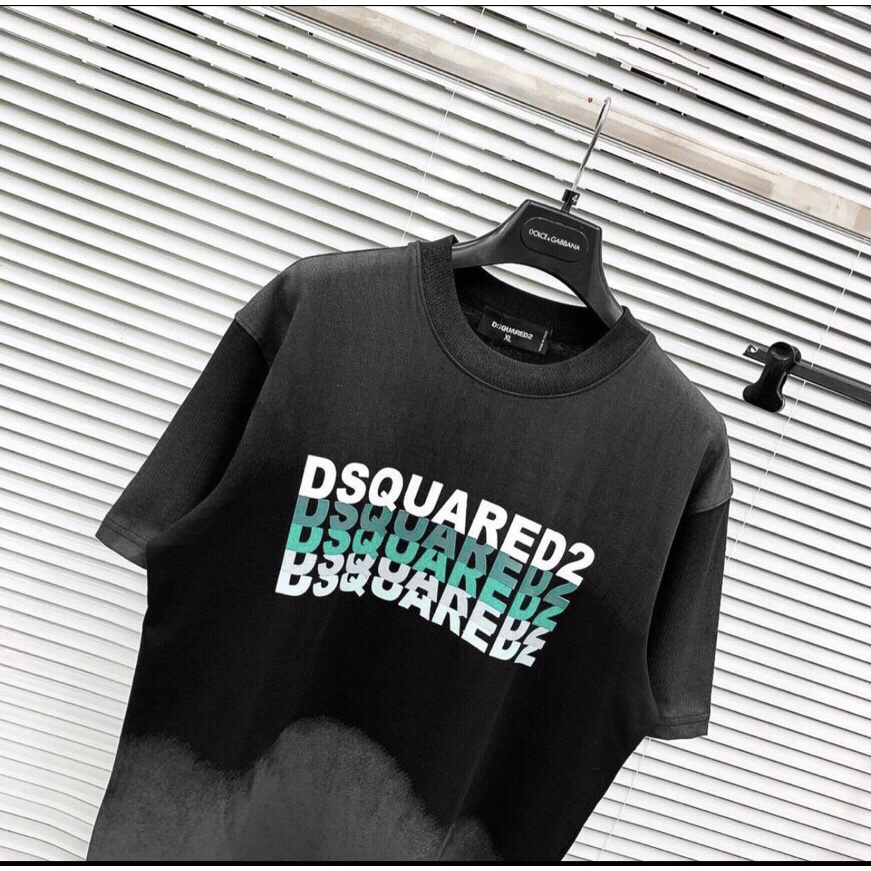 ( Sale ) Áo Phông Loang Phối Chữ DSQỦAD2 Sành Điệu - Bản Cotton Mịn TICI Siêu Thoáng Mát Thấm Hút