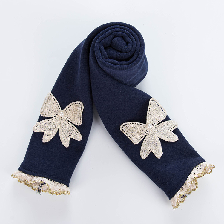 Spot girl's Leggings spring and autumn thin bow casual pants small and medium set candy color lace edge pants