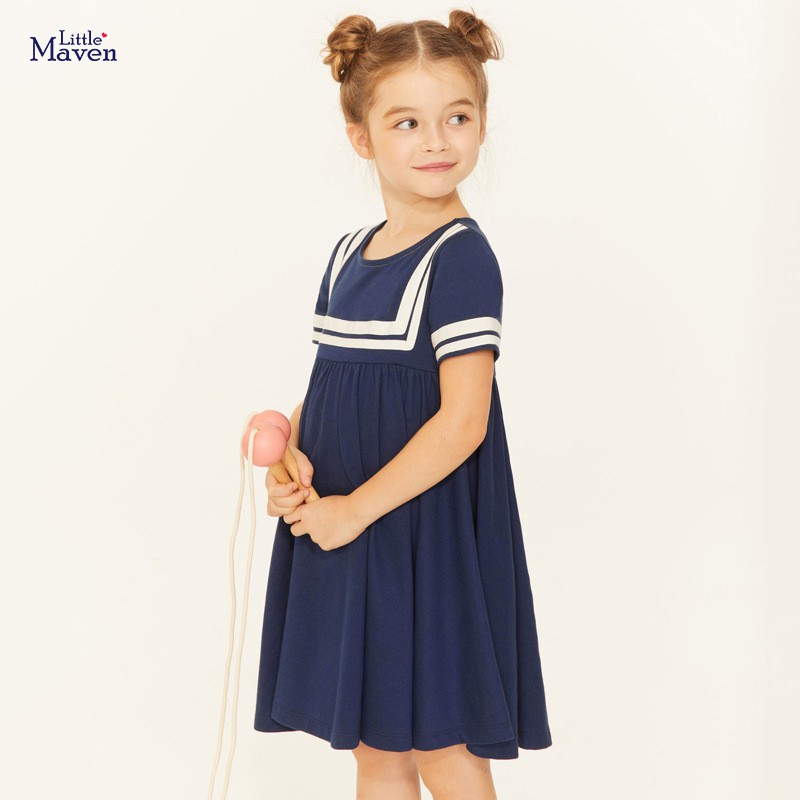 Váy thủy thủ bé gái Little Maven cao cấp màu xanh than siêu sang và đẹp