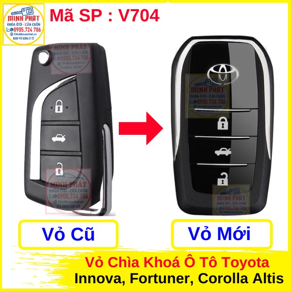 Vỏ Độ Chìa khoá xe Toyota Innova, Fortuner, Corolla Altis