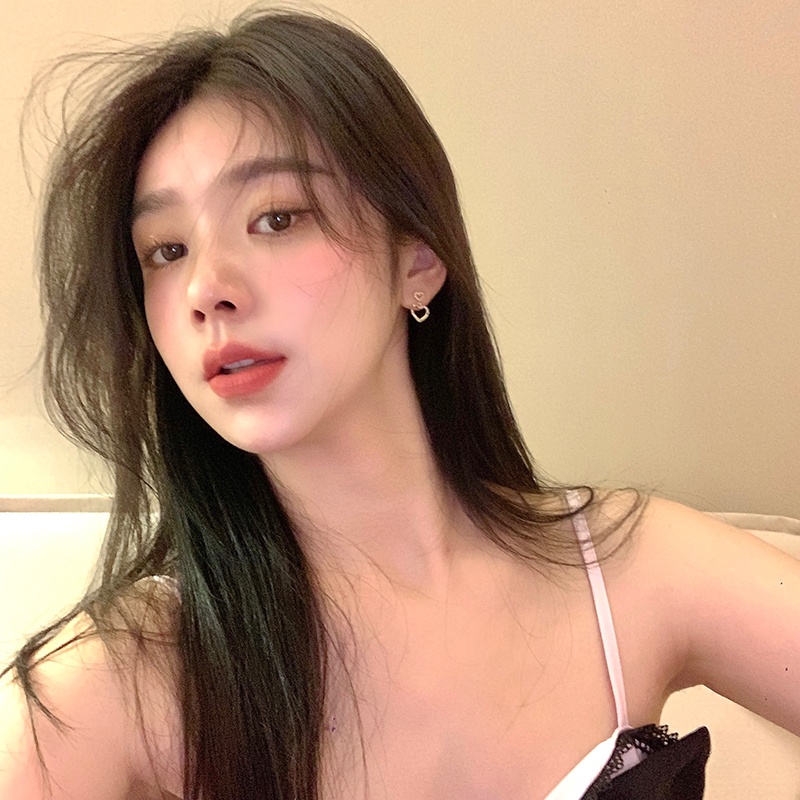 Bông Tai Hình Trái Tim Đính Đá Zircon Lấp Lánh Sang Trọng Cho Nữ