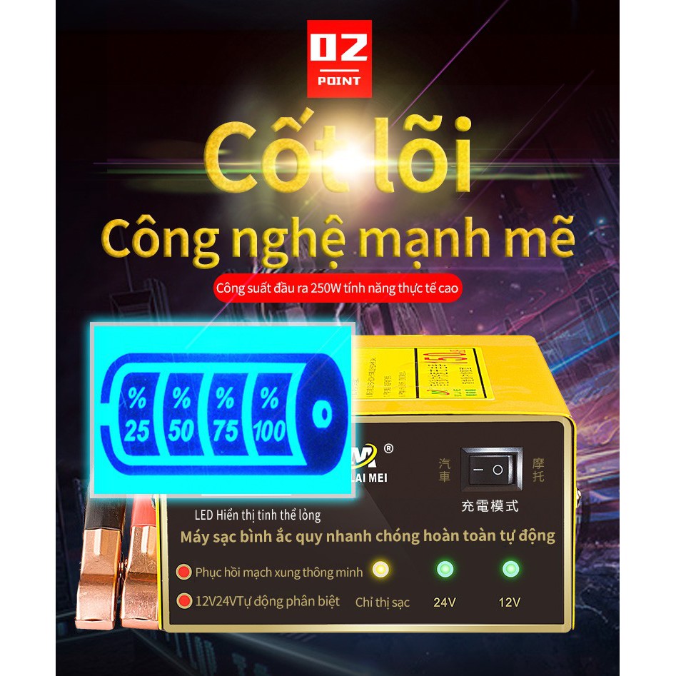 Máy sạc bình ắc quy tự động 12V/24V - King's Garden