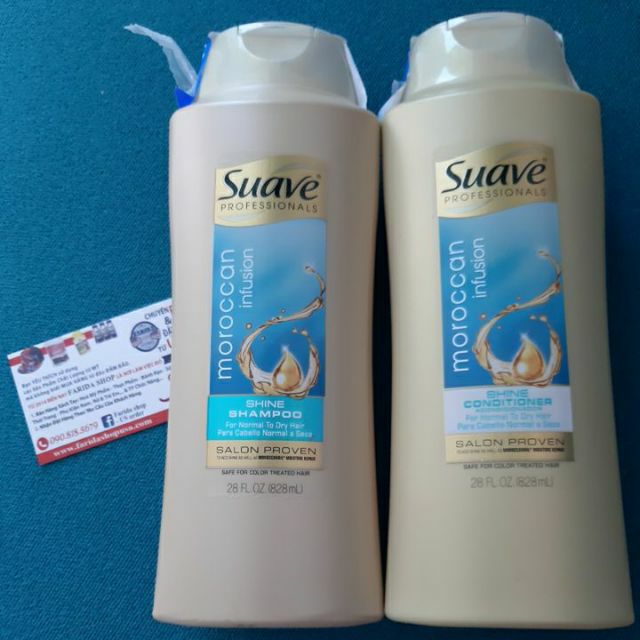 DẦU GỘI/ XÃ CHO TÓC KHÔ & XỈN MÀU SUAVE Professionals Moroccan Infusion SHINE SHAMPOO & Conditioner 828ML từ mỹ. MẪU MỚI