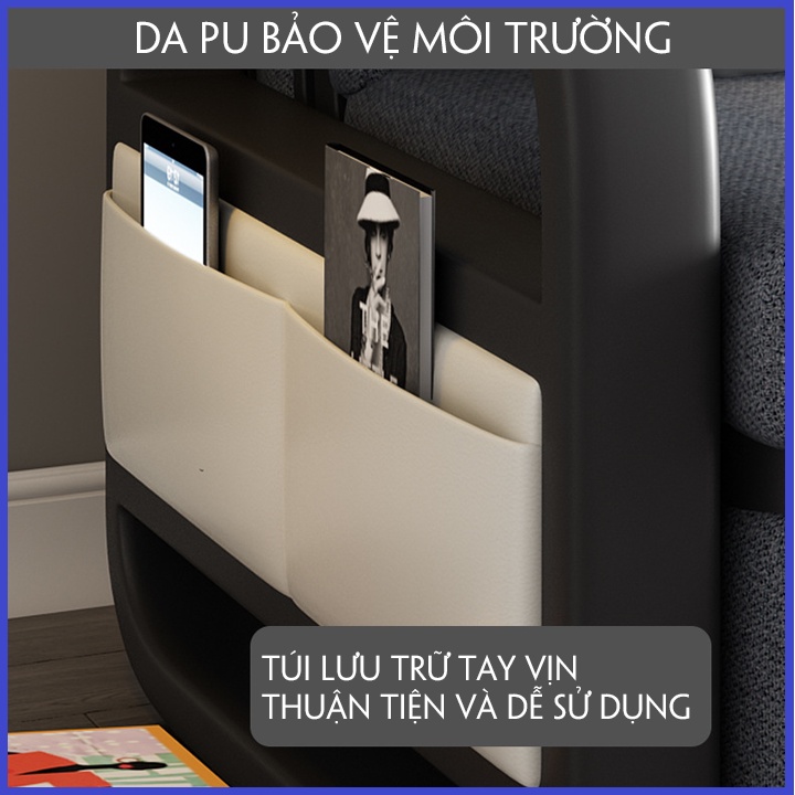 Giường sofa, Sofa Đa Năng Gấp Gọn Thành Ghế Khung Sắt Sơn tĩnh Điện, Giường Thông Minh Có Ngăn Chứa Đồ KT 1,58m x 1.9m