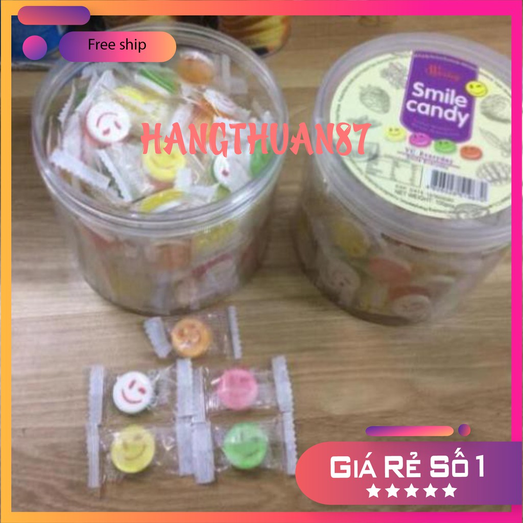 Kẹo mặt cười Smile Candy vị thơm trái cây,date mới, hạn xa hộp gồm 100 chiếc