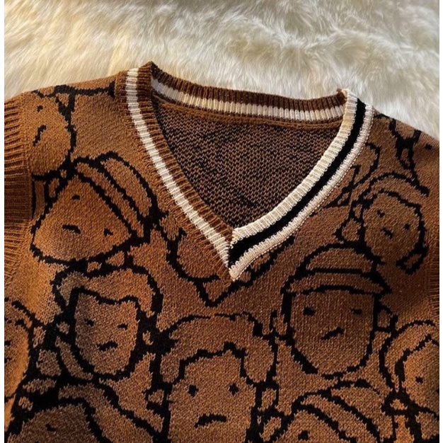 Áo len ghile sweater không tay cổ tim   form rộng phong cách Hàn Quốc nhiều màu dễ phối  không tay cổ V thời trang dành cho nam