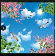 combo 2 bức tranh dán trần nhà 3d in vải lụa