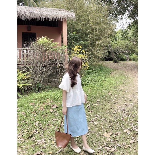 Chân váy denim form suông thiết kế Ma Vie