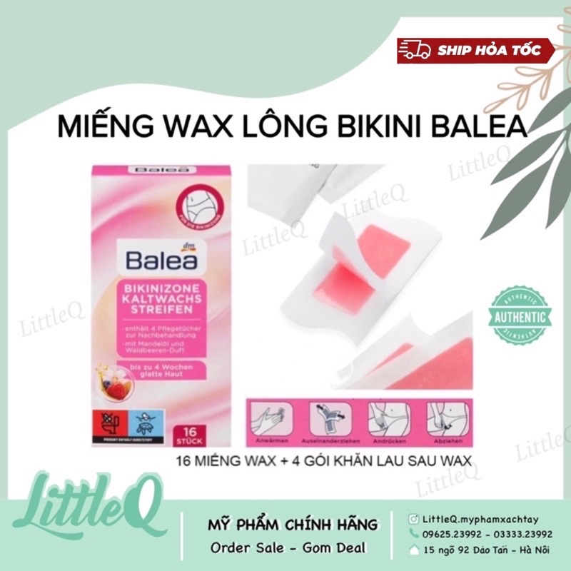 MIẾNG WAX LÔNG BIKINI BALEA, WAX LÔNG BALEA,  MIẾNG DÁN TẨY LÔNG BALEA - HỘP 16MIẾNG TẶNG 4 GÓI DƯỠNG