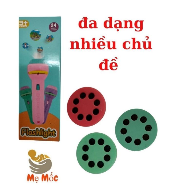 Đèn Pin Chiếu Hình Cho Bé 3D, Đèn Vẽ Thông Minh Có Nhiều Hình Động Vật Đáng